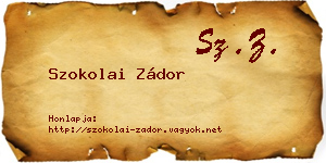 Szokolai Zádor névjegykártya